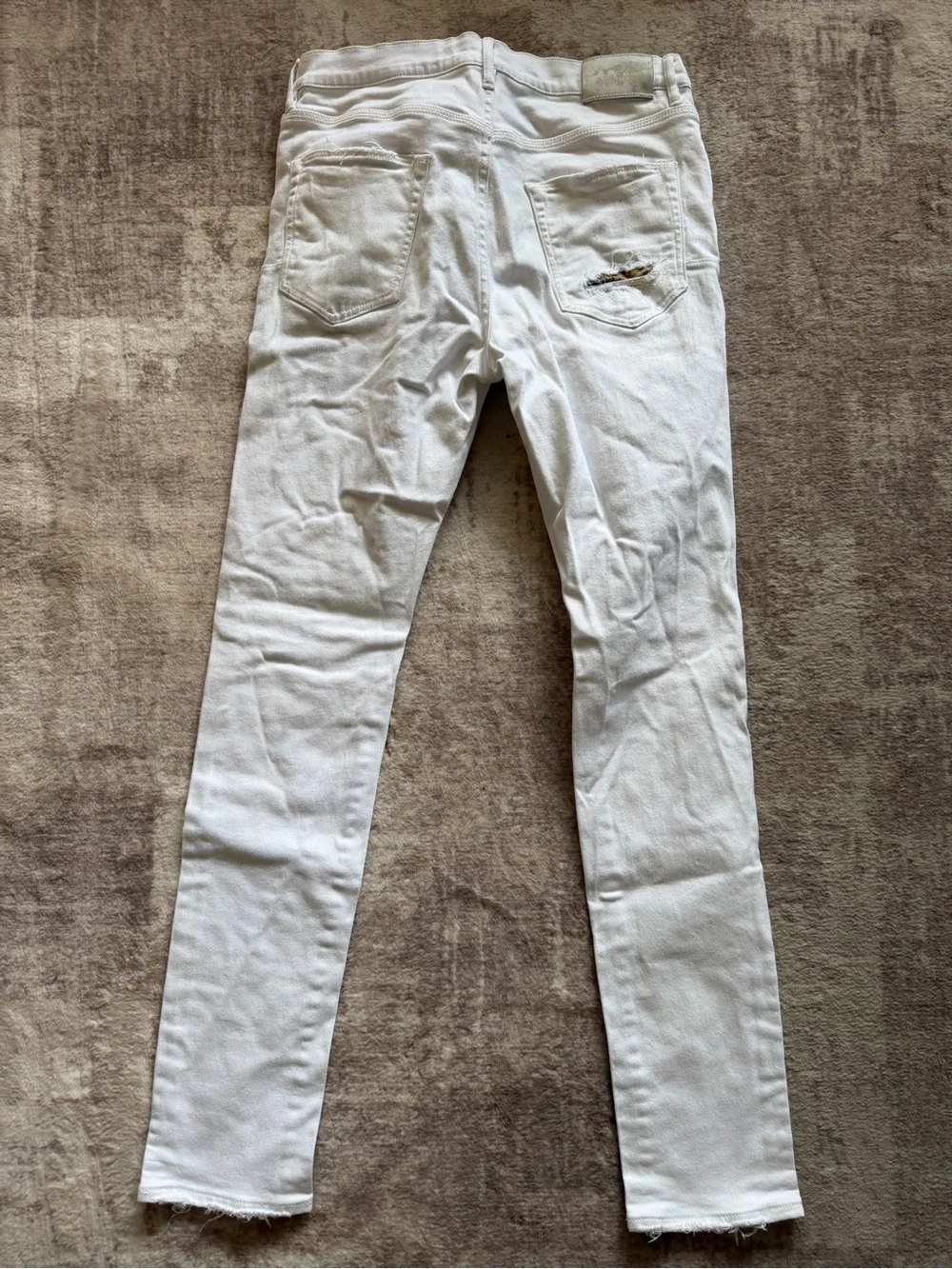 Purple Brand P001 White Distressed Patchwork Jeans Mens Size 34 Plaid Underlay